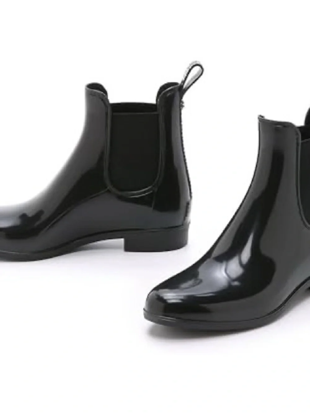 Sam Edelman Tinsley Chelsea Rain Boot 8 Black Glossy Ankle Waterproof Slip On